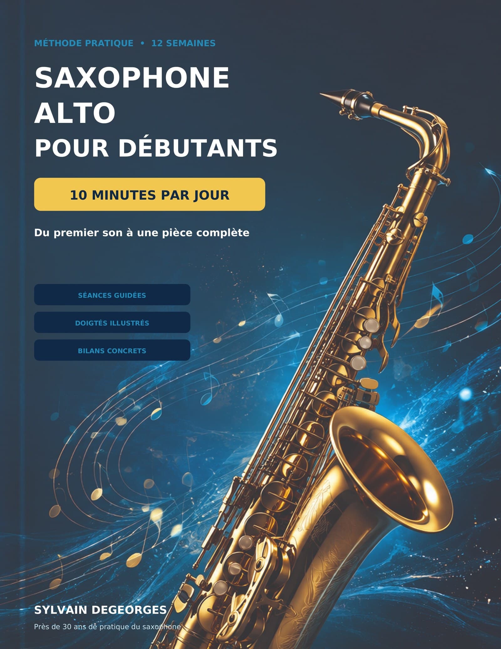 Couverture du livre Saxophone alto pour débutants de Sylvain Degeorges